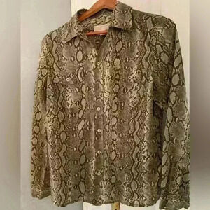 Michael Kors Womens Sz 12 Long Sleeve Button Collared Dress Shirt Blouse NWOT